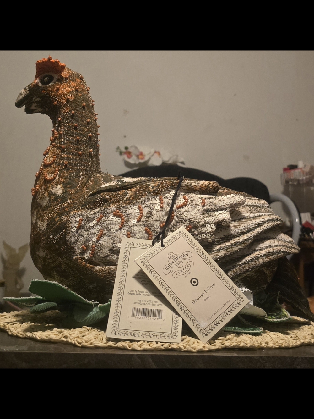 John Derian Decorative Grouse Pillow